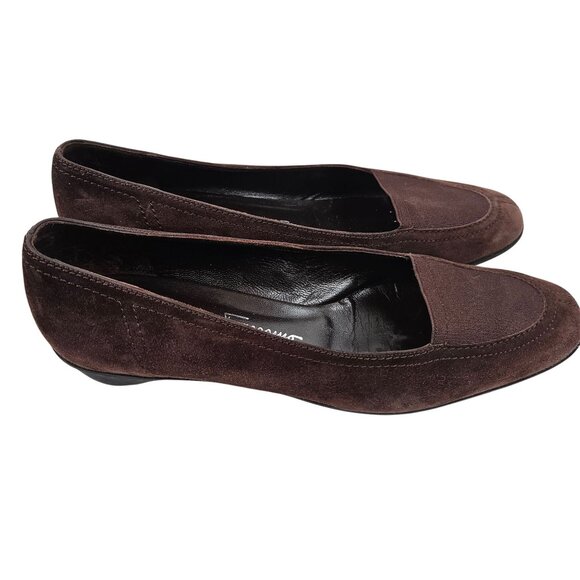 Salvatore Ferragamo Shoes Size 9.5B Womens Brown Suede Slip On Loafers Comfort - Picture 5 of 11